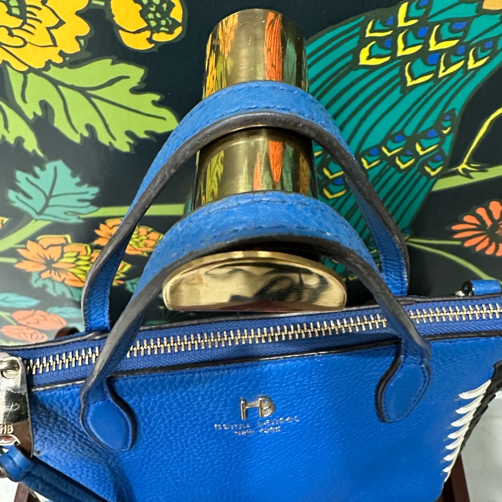 Henri Bendel West 57th Top Handle Satchel in Cobalt Blue Whipstitch Leather - Picture 10 of 16